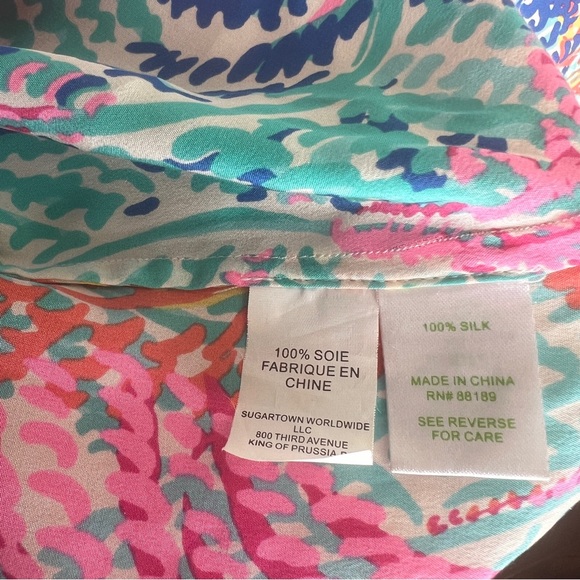 Lilly Pulitzer Elsa 100% Silk Blouse In Electric Feel Print Size XS - Picture 5 of 5